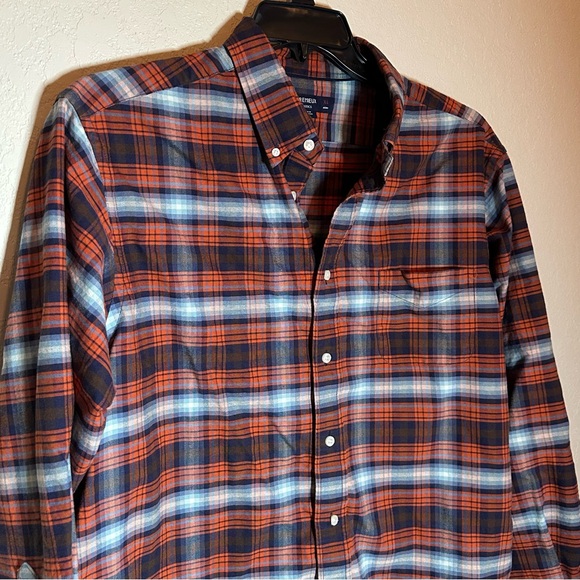 Daniel Cremieux Blue and Orange Casual Button Down Shirt - Picture 4 of 7